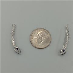 925 Sterling Silver Pear & Round Cut Blue & White Sapphire Climber Earrings